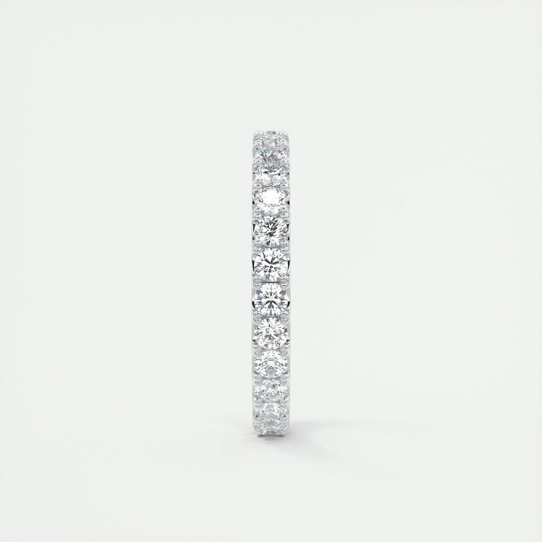 Round Brilliant diamond band stacked with engagement ring