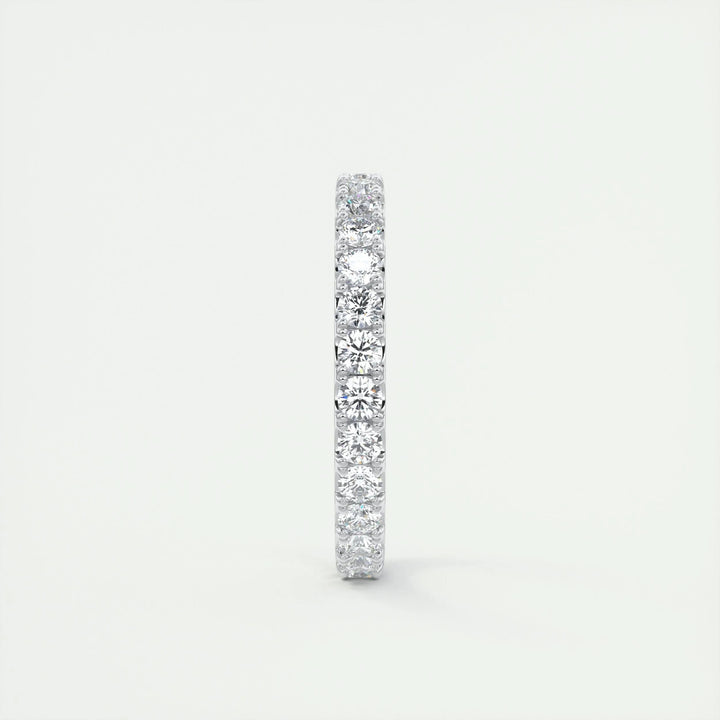 Round Brilliant diamond band stacked with engagement ring