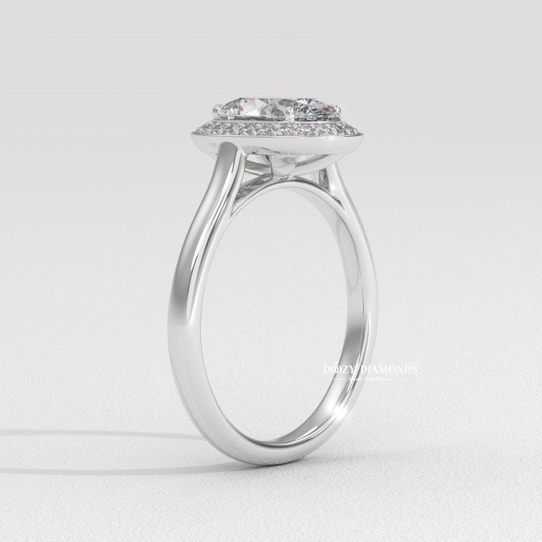 IGI certified oval cut diamond in solitaire engagement ring setting