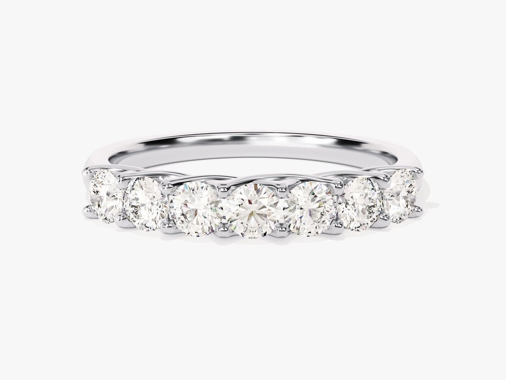 Round diamond band stacked with engagement ring
