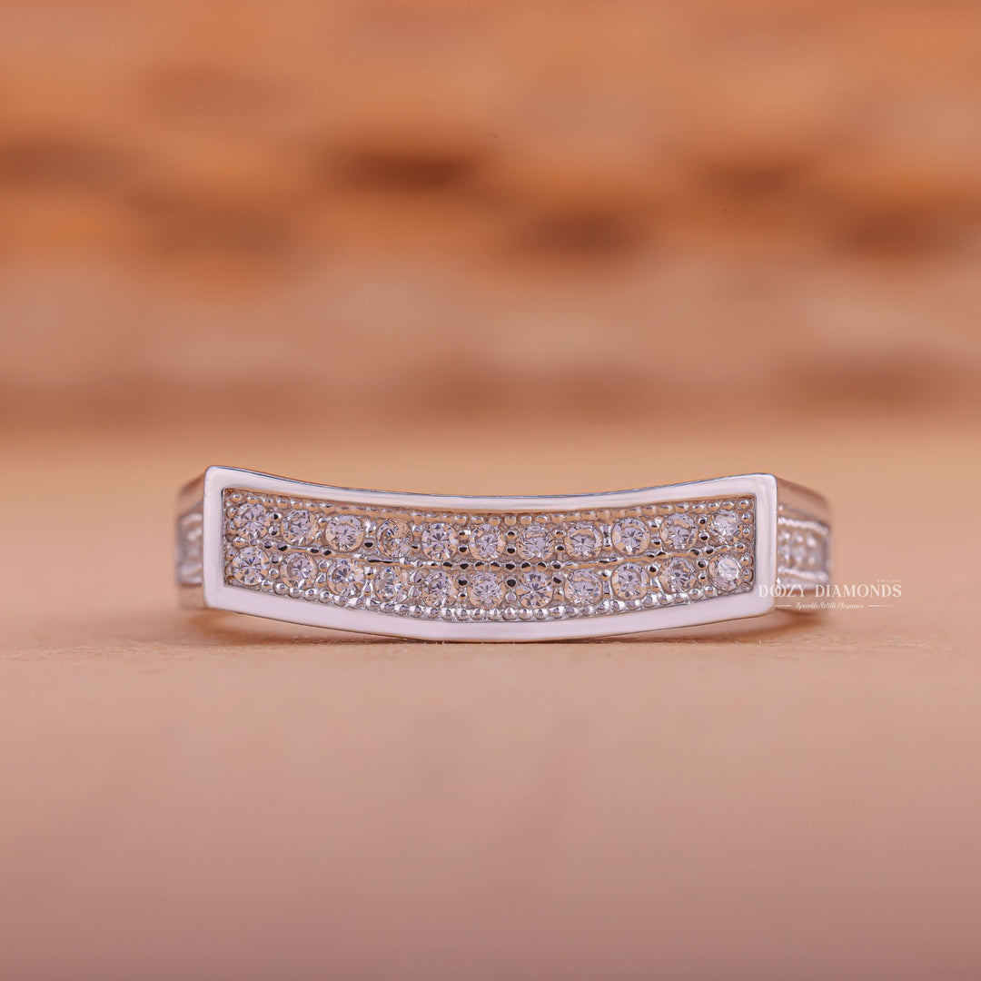 Eternity White round diamond wedding band front view