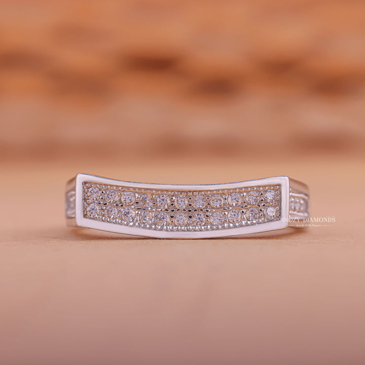 Eternity White round diamond wedding band front view