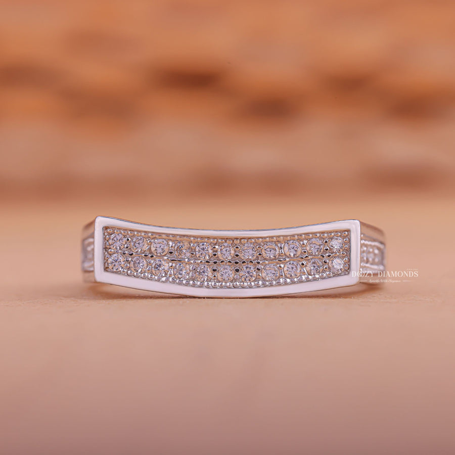 Eternity White round diamond wedding band front view