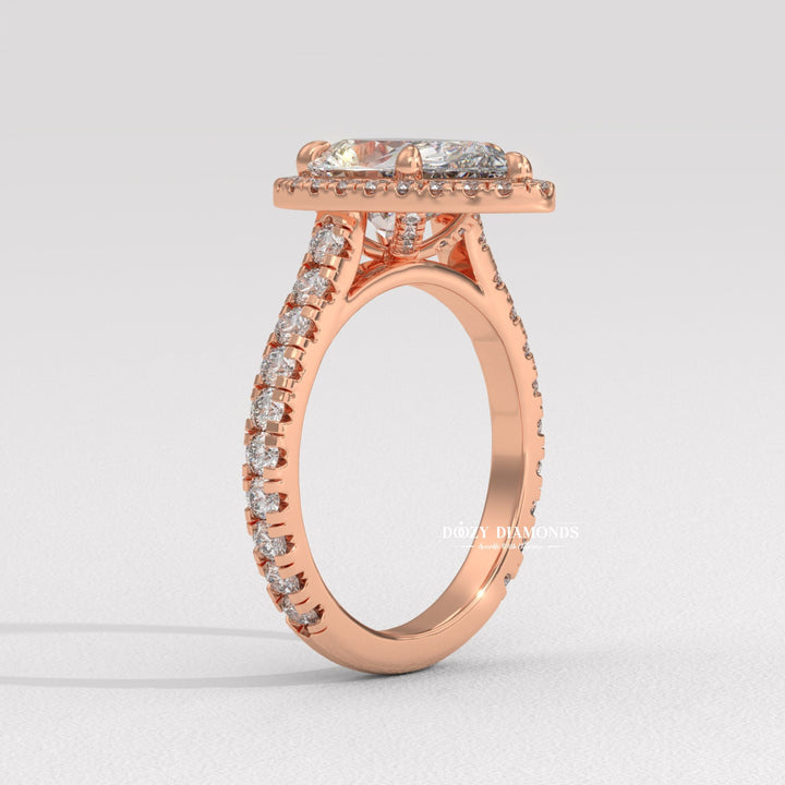 Shop pear cut halo lab grown diamond engagement ring online