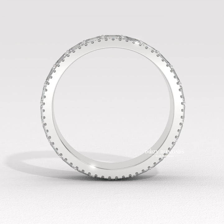 Baguette Eternity diamond wedding band in rose gold