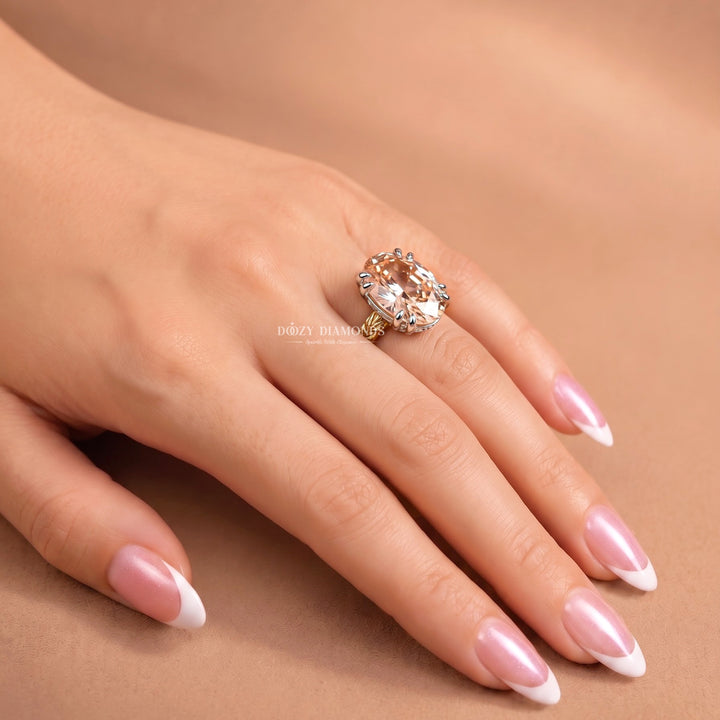 2.0CT Oval Pink VVS2 Vintage Style Solitaire Double Prong Lab Grown Diamond Ring