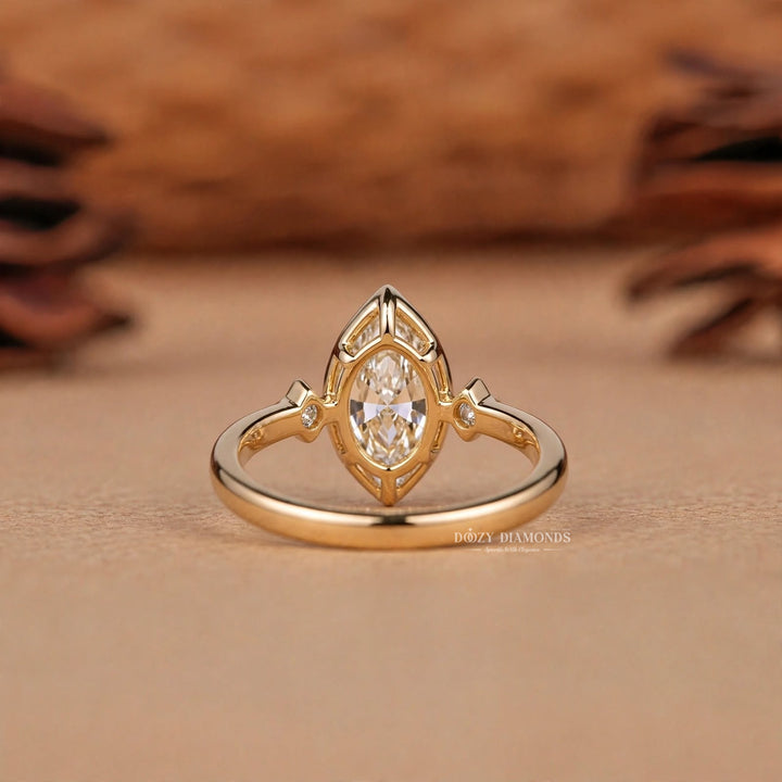 2.50CT Marquise Bezel F/VVS Three Stone Lab Grown Engagement Ring