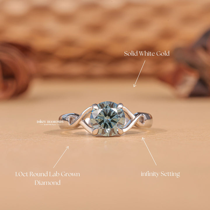 Shop round cut solitaire lab grown diamond engagement ring online