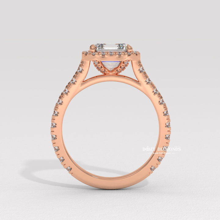 Buy asscher cut pave diamond engagement ring with free shipping