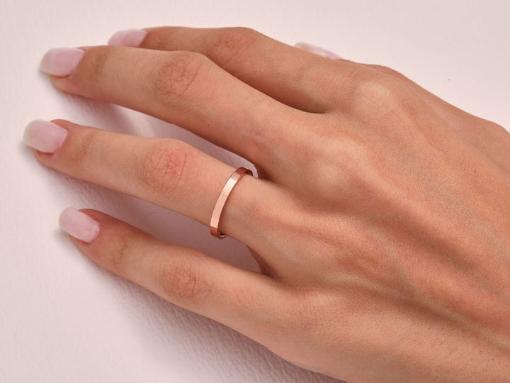 2.0mm Wedding Band in Solid Gold Classic Flat stackable Band - Doozy Diamonds