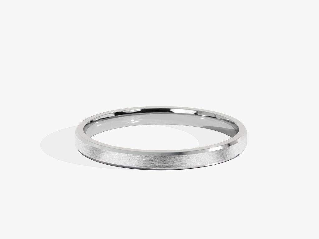 2.0mm Solid Gold Beveled Edge Matte Brushed Wedding Band - Doozy Diamonds