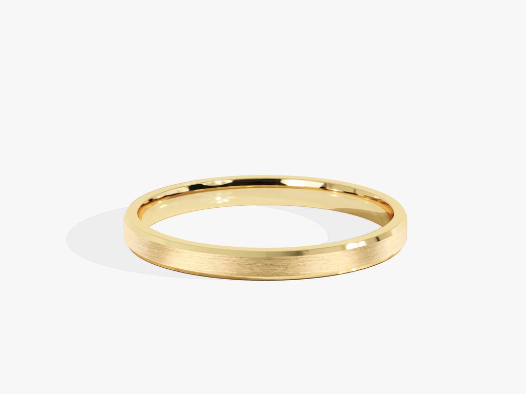2.0mm Solid Gold Beveled Edge Matte Brushed Wedding Band - Doozy Diamonds
