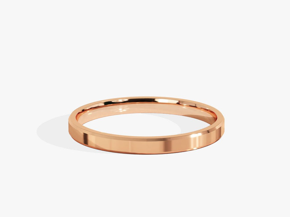 2.0mm Solid Gold Beveled Edge Wedding Band - Doozy Diamonds