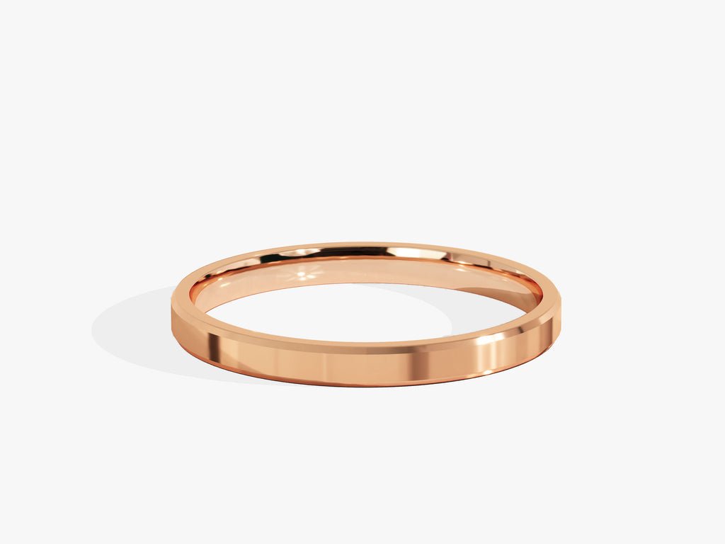2.0mm Solid Gold Beveled Edge Wedding Band - Doozy Diamonds