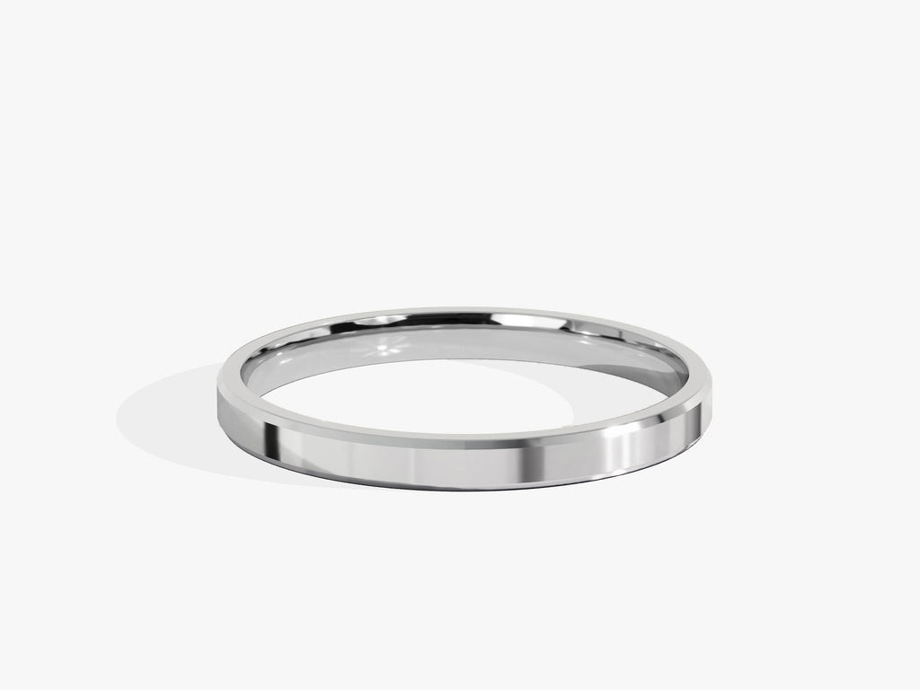 2.0mm Solid Gold Beveled Edge Wedding Band - Doozy Diamonds