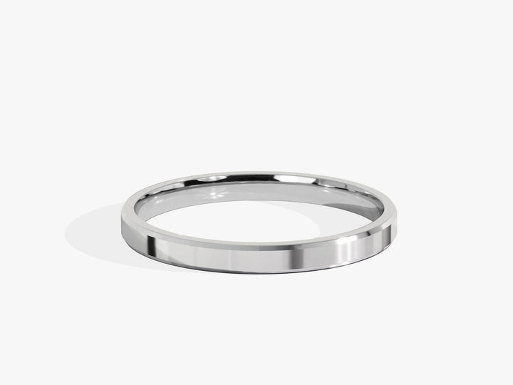 2.0mm Solid Gold Beveled Edge Wedding Band - Doozy Diamonds