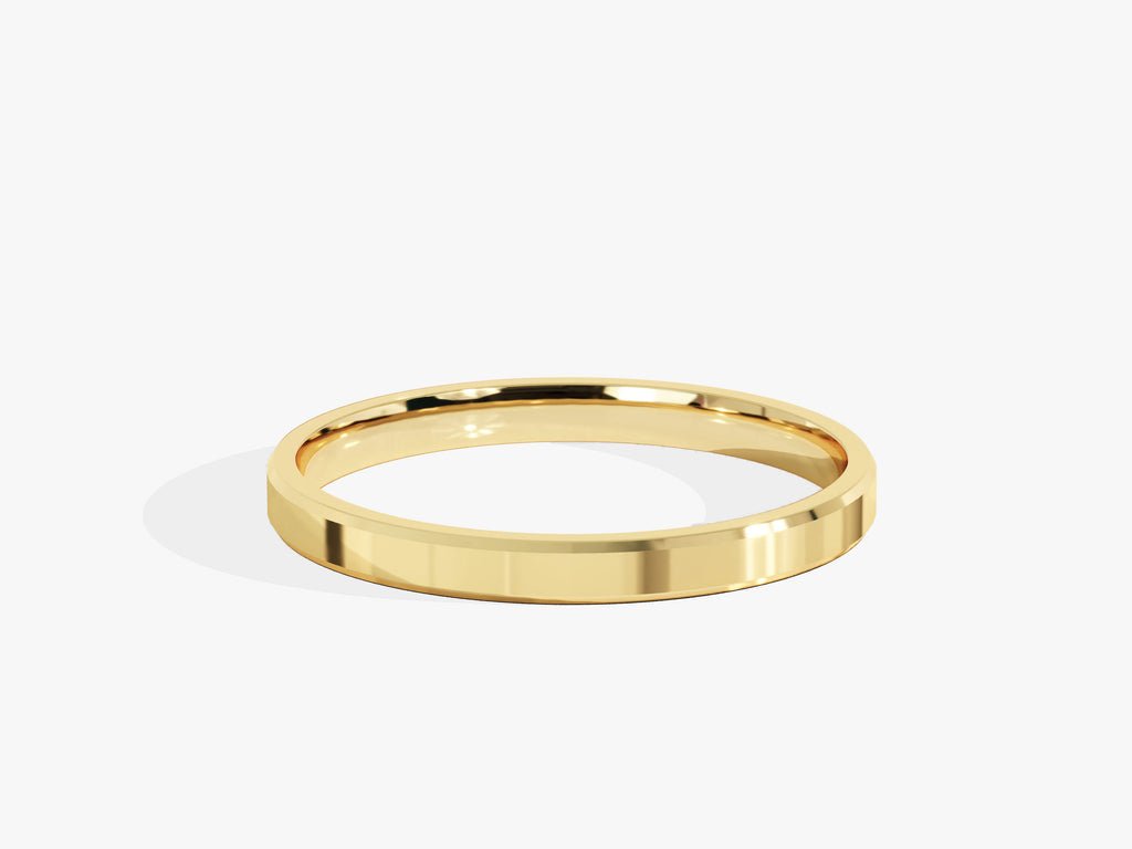 2.0mm Solid Gold Beveled Edge Wedding Band - Doozy Diamonds