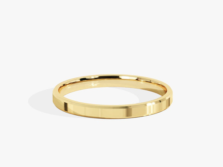 2.0mm Solid Gold Beveled Edge Wedding Band - Doozy Diamonds