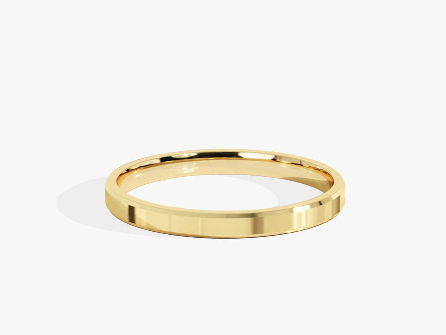 2.0mm Solid Gold Beveled Edge Wedding Band - Doozy Diamonds