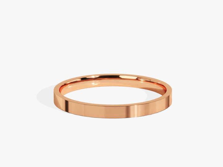 2.0mm Wedding Band in Solid Gold Classic Flat stackable Band - Doozy Diamonds
