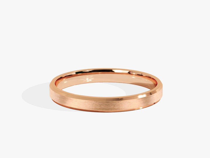 2.0mm Solid Gold Beveled Edge Matte Brushed Wedding Band - Doozy Diamonds