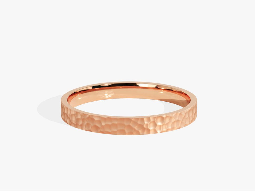 2.0mm Solid Gold Hammered Dome Wedding Band - Doozy Diamonds