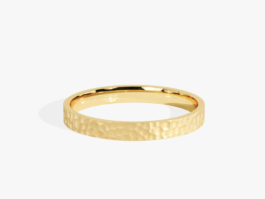 2.0mm Solid Gold Hammered Dome Wedding Band - Doozy Diamonds