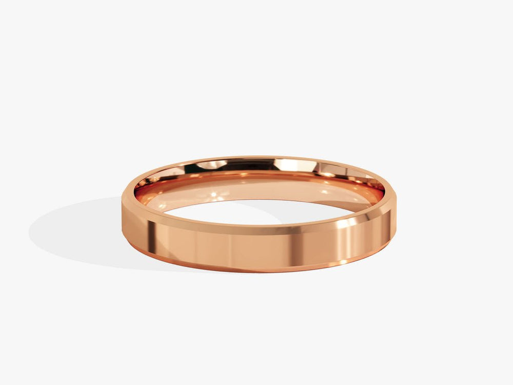 3.0mm Solid Gold Beveled Edge Wedding Band - Doozy Diamonds