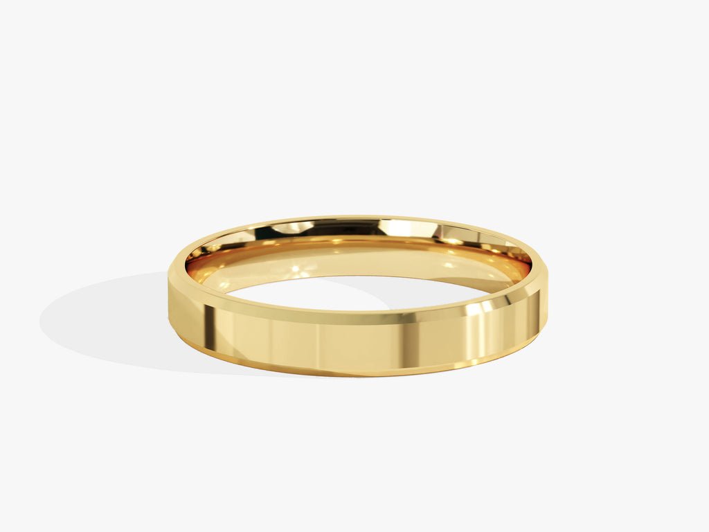 3.0mm Solid Gold Beveled Edge Wedding Band - Doozy Diamonds