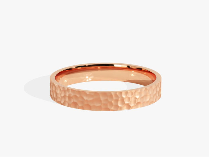 3.0mm Hammered Flat Wedding Band For Women - Doozy Diamonds