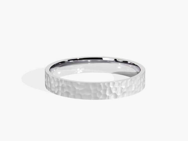 3.0mm Hammered Flat Wedding Band For Women - Doozy Diamonds