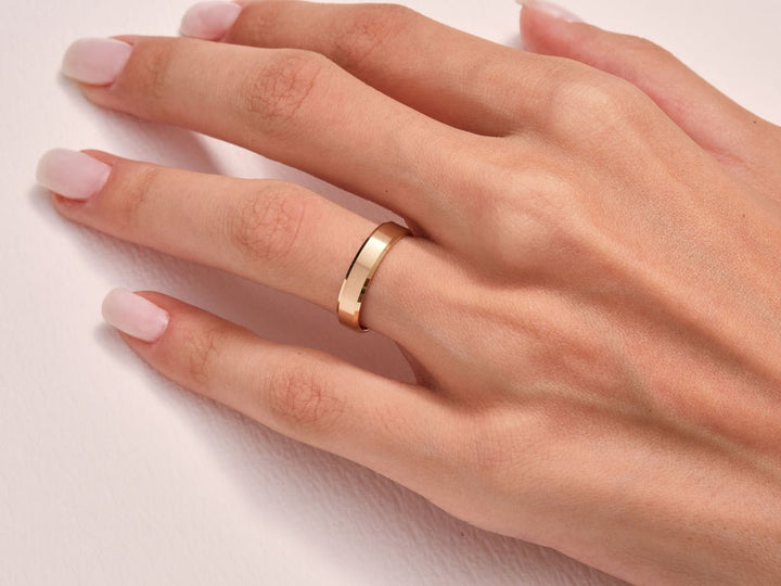 4.0mm Beveled Edge Wedding Band - Matte Brushed - Doozy Diamonds