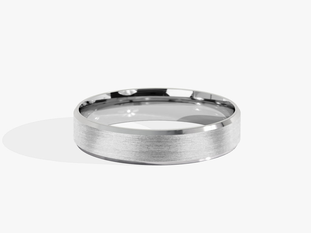 4.0mm Beveled Edge Wedding Band - Matte Brushed - Doozy Diamonds