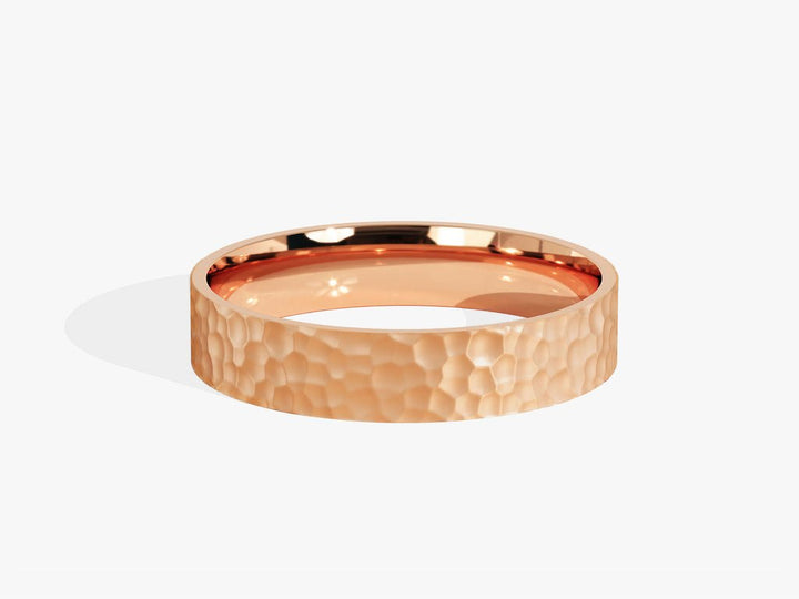 4.0mm Hammered Flat Wedding Band Anniversary Gift - Doozy Diamonds