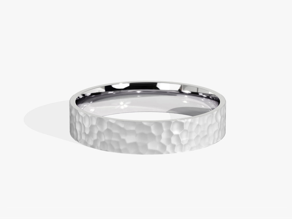 4.0mm Hammered Flat Wedding Band Anniversary Gift - Doozy Diamonds
