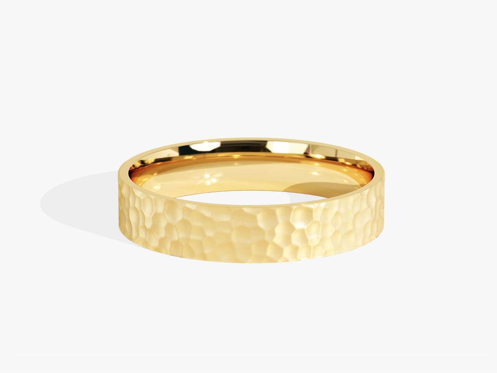 4.0mm Hammered Flat Wedding Band Anniversary Gift - Doozy Diamonds