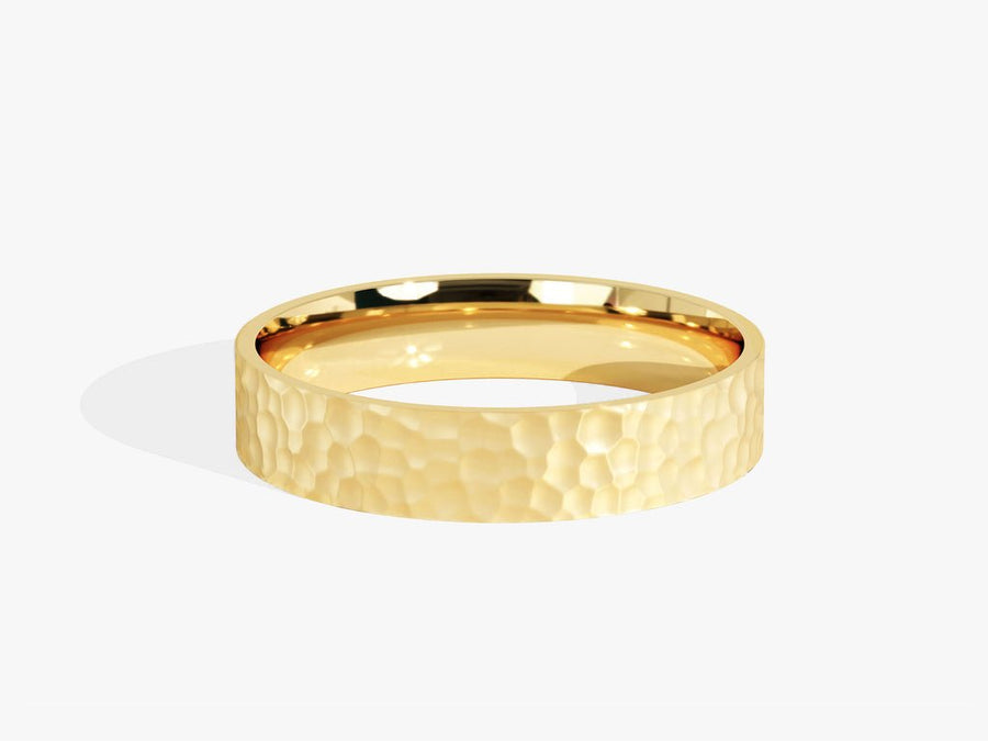 4.0mm Hammered Flat Wedding Band Anniversary Gift - Doozy Diamonds