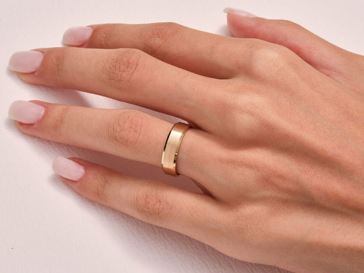 5.0mm Beveled Edge Matte Brushed Wedding Band - Doozy Diamonds