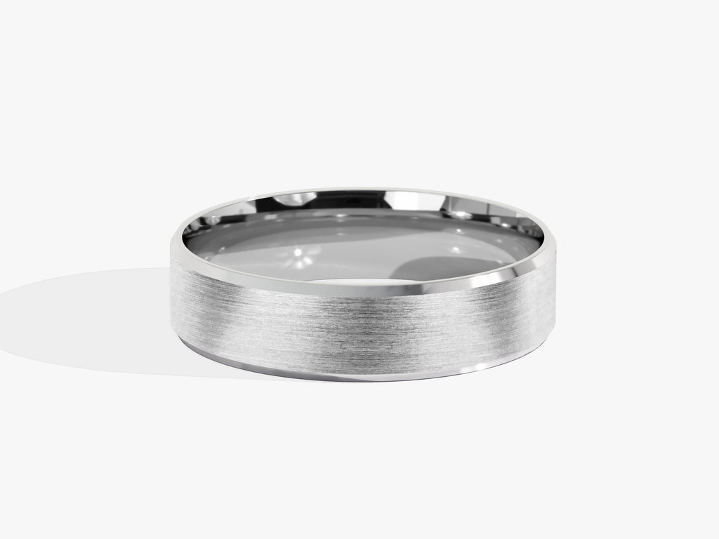 5.0mm Beveled Edge Matte Brushed Wedding Band - Doozy Diamonds