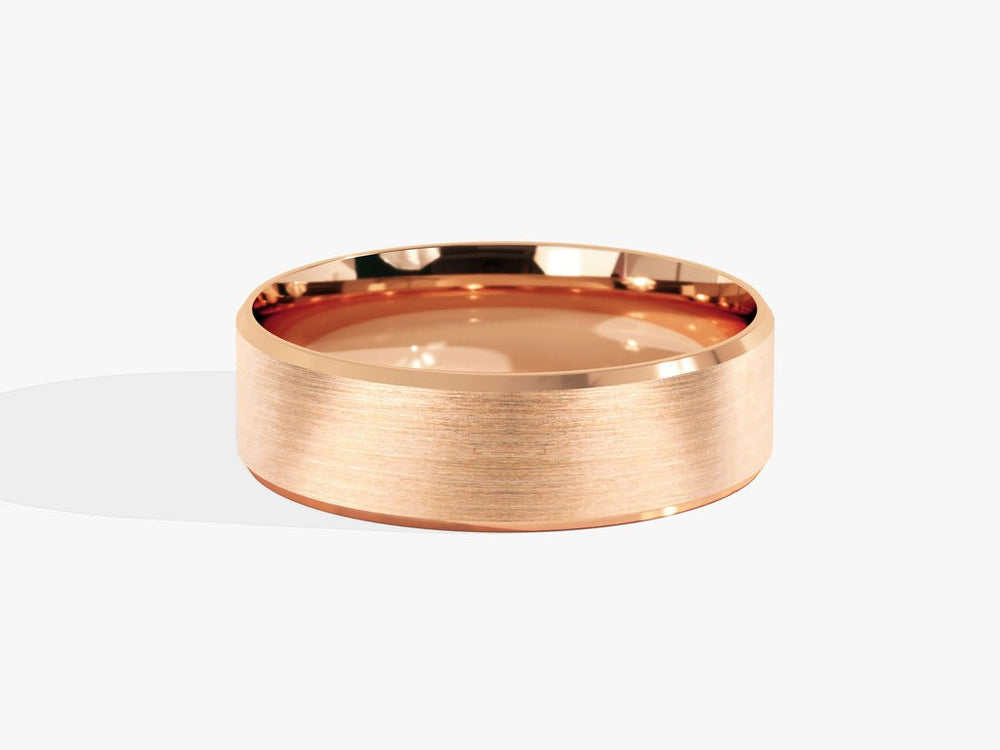 6.0mm Matte Brushed Beveled Edge Wedding Band Anniversary Gift For Her - Doozy Diamonds