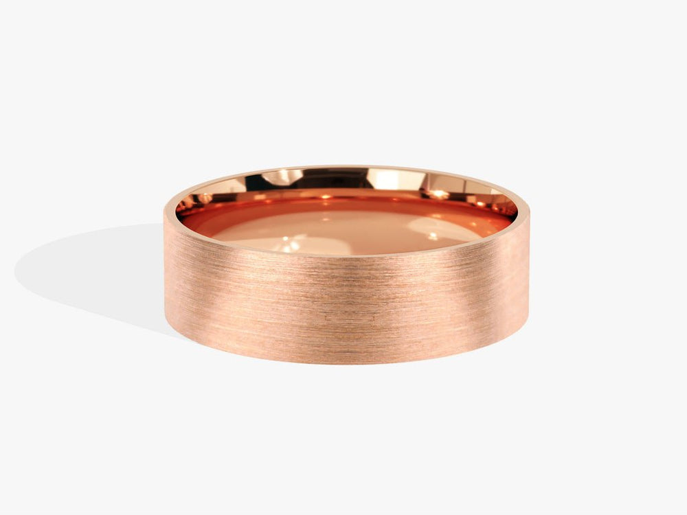 6.0mm Matte Brushed Classic Flat Wedding Band For Women - Doozy Diamonds