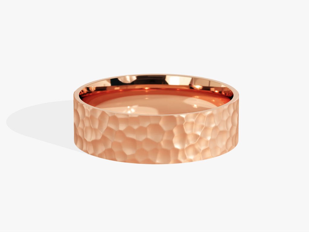 6.0mm Hammered Flat Wedding Band For Women - Doozy Diamonds