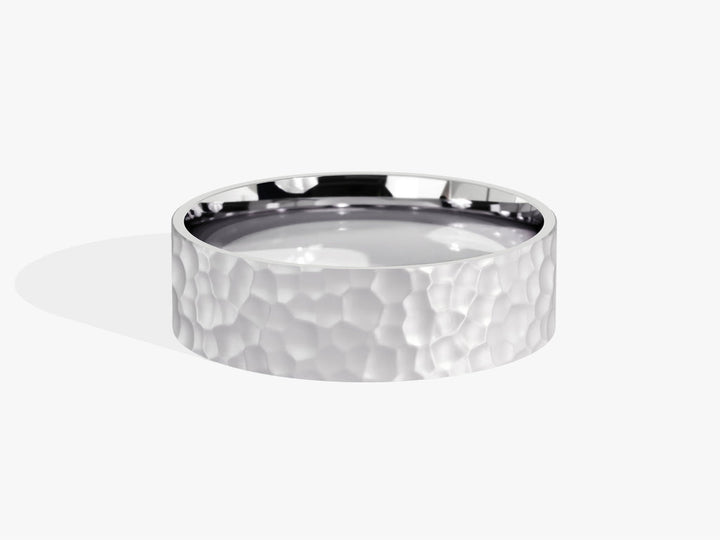 6.0mm Hammered Flat Wedding Band For Women - Doozy Diamonds