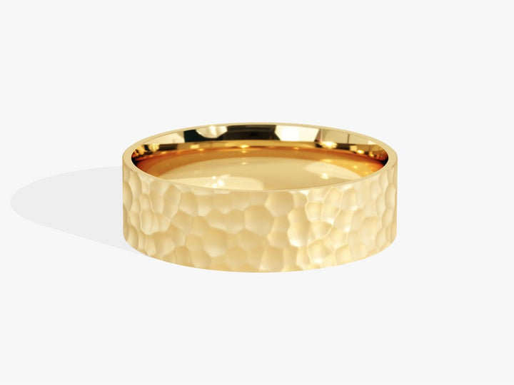 6.0mm Hammered Flat Wedding Band For Women - Doozy Diamonds