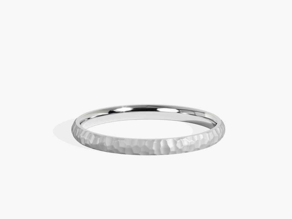 2.0mm Hammered Dome Wedding Band in Solid Gold - Doozy Diamonds