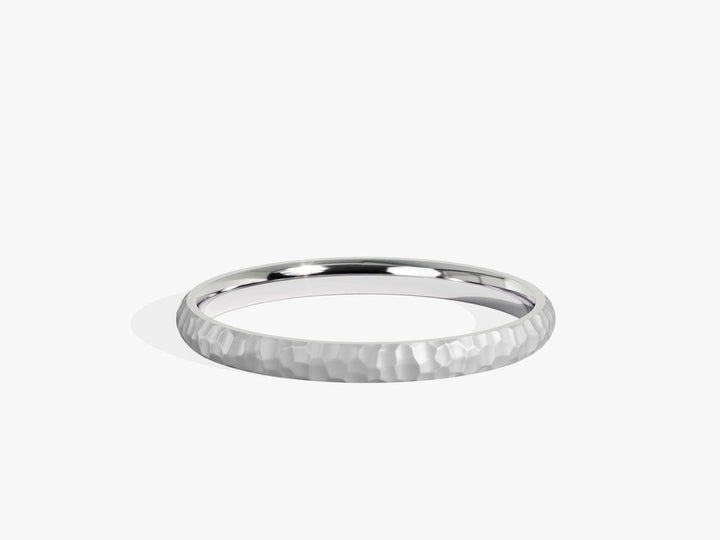 2.0mm Hammered Dome Wedding Band in Solid Gold - Doozy Diamonds
