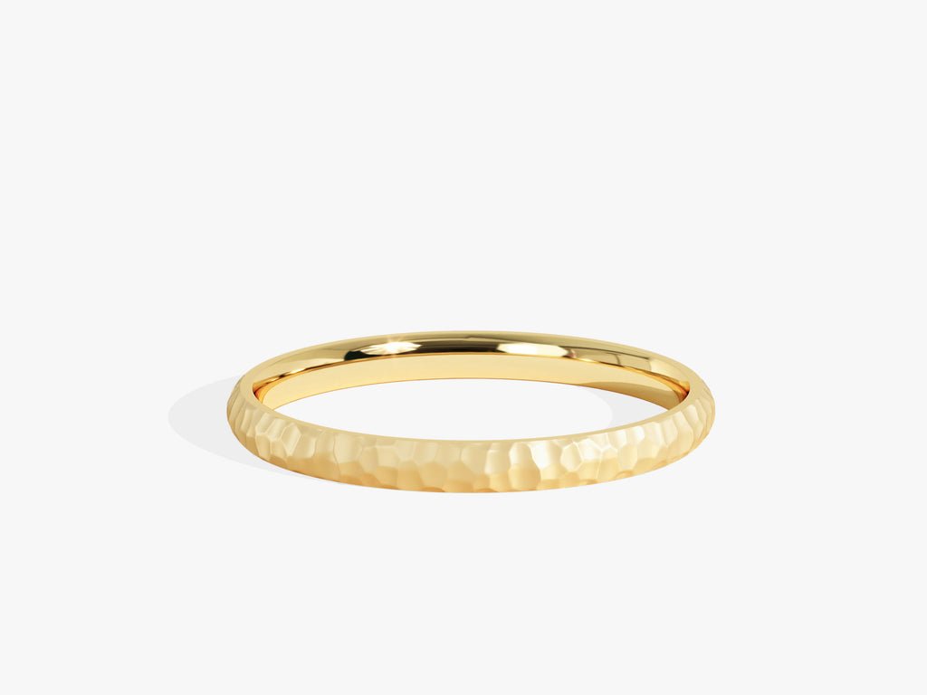 2.0mm Hammered Dome Wedding Band in Solid Gold - Doozy Diamonds