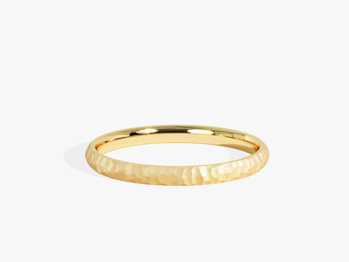 2.0mm Hammered Dome Wedding Band in Solid Gold - Doozy Diamonds