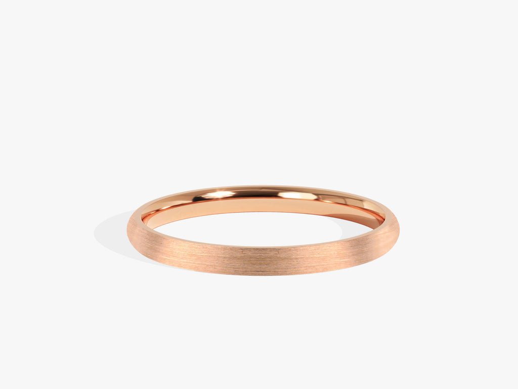 2.0mm Matte Brushed Classic Dome Wedding Band in Solid Gold - Doozy Diamonds