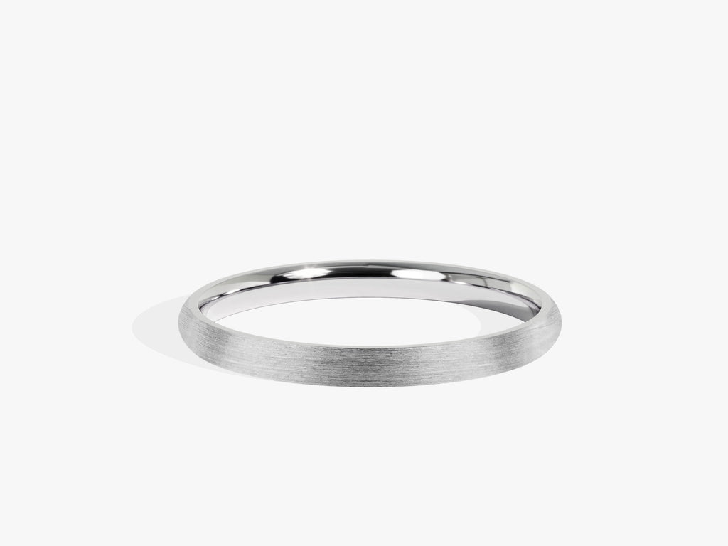 2.0mm Matte Brushed Classic Dome Wedding Band in Solid Gold - Doozy Diamonds
